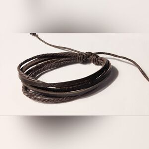 Men's bracelet leather layered brown new d67‎